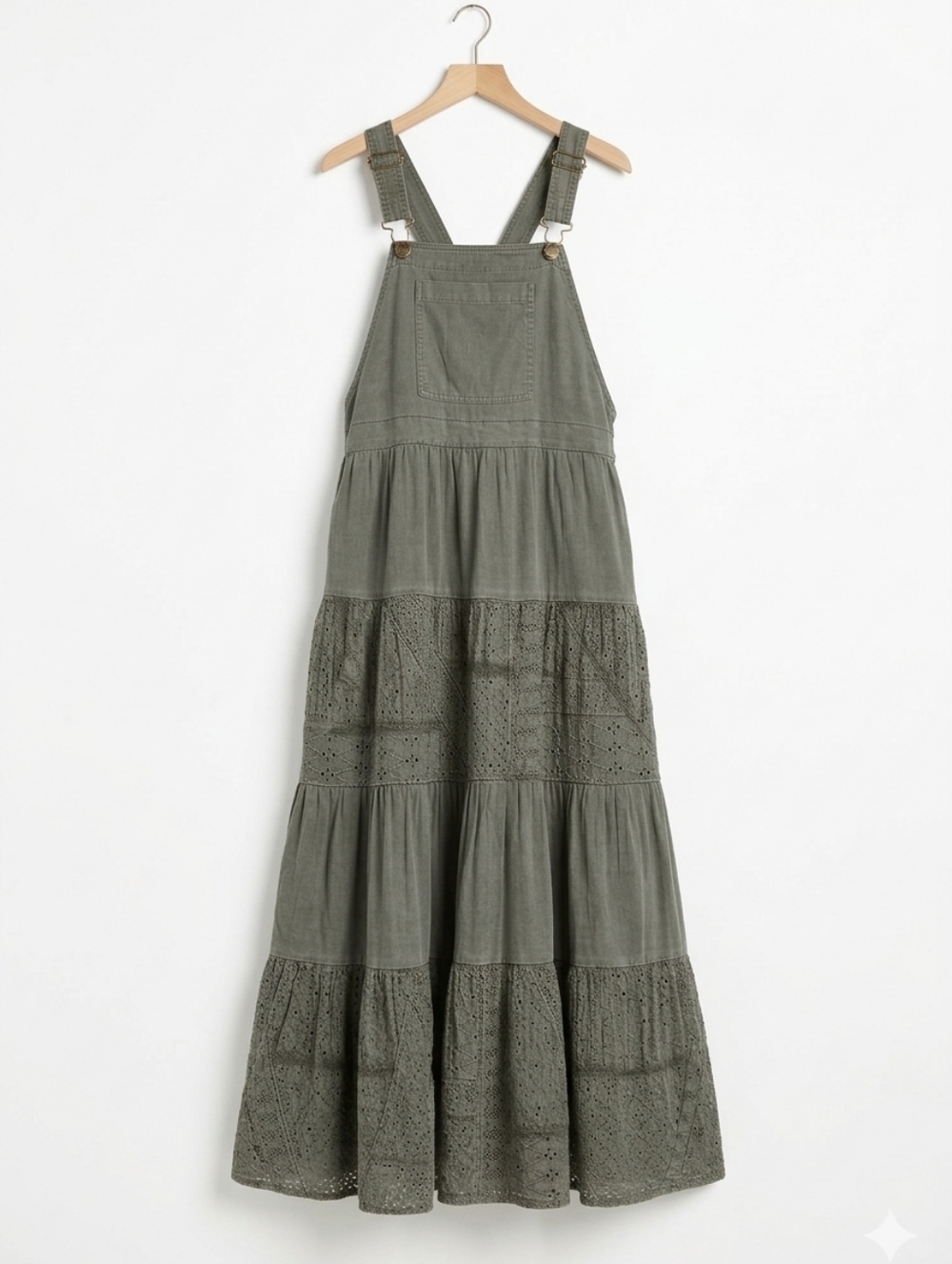 Lucky Brand Olive Green overall maxi dress